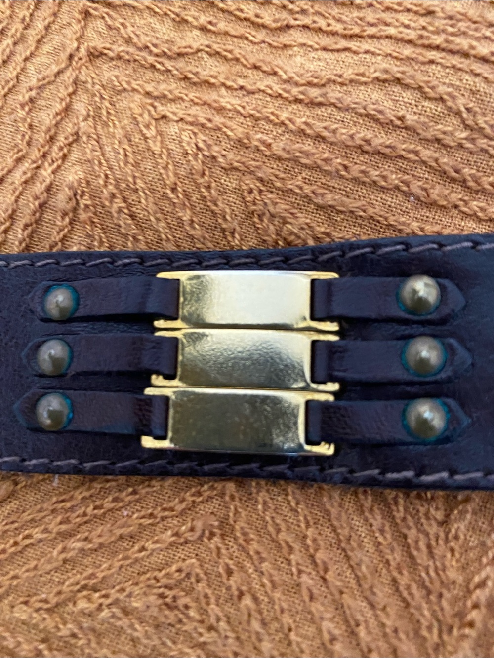 Holt Renfrew Leather Canvas web metal BELT - Picture 6 of 6